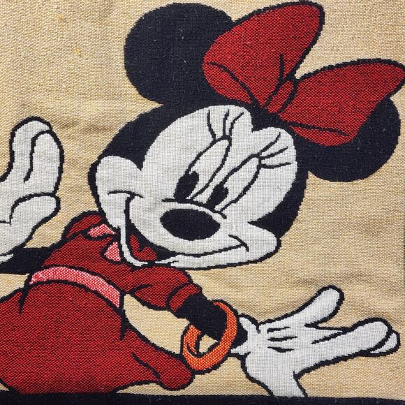 Vintage Disney Mickey & Friends Knitted Lap Throw Fringe Edge Blanket 54"x49" - Picture 6 of 12